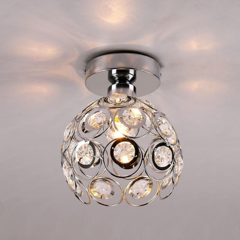 Deckenleuchte Mini 20cm Kristall Lampenschirm Moderne Halb Unterputz Deckenlampe für Flur Eingang Küche Schlafzimmer Ess...