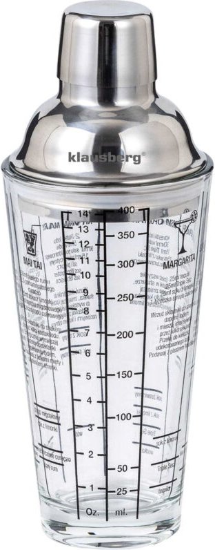 Shaker für Cocktails mit Rezepten, Barkeeperglas, 400ml KLAUSBERG KB-7647