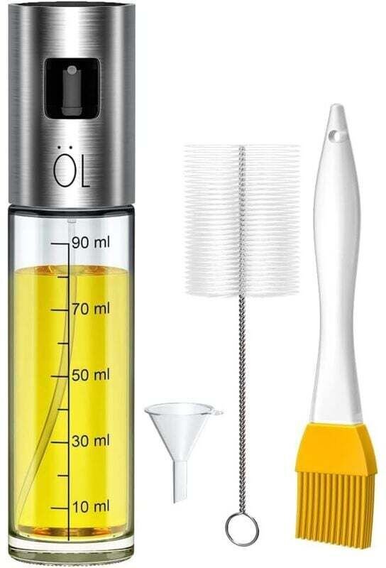 Vaporisateur Huile Olive Vinaigre Anti-Fuite Acier Inoxydable Verre 2 Brosses Entonnoir Cuisine BBQ Salade