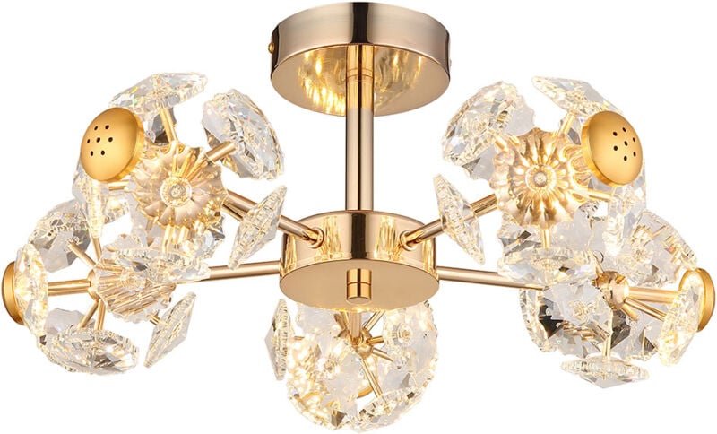 Globo Lighting - Deckenleuchte led Deckenlampe Wohnzimmerlampe Metall Gold Glaskristalle 50 cm