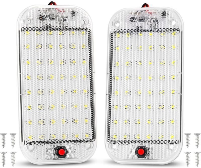 12V LED-Innenraumbeleuchtung, helle Autolampe mit 48 LEDs und Ein-/Ausschalter für Van, Camping, Boot (2 Stück)