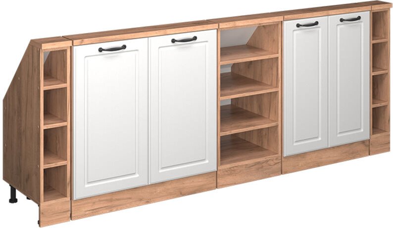 Dachschrägenschrank Rion, Goldkraft Eiche/Weiß Landhaus, 5er Set, Vicco