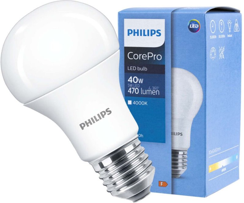 LED-Lampe E27 A60 4,9W = 40W 470lm 4000K Neutral 200° PHILIPS
