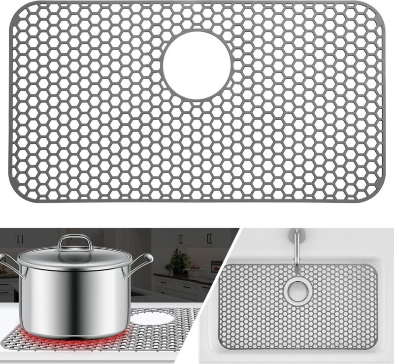 Silikon-Spülbeckenmatte 66×35 cm, faltbar/rutschfest/hitzebeständig.