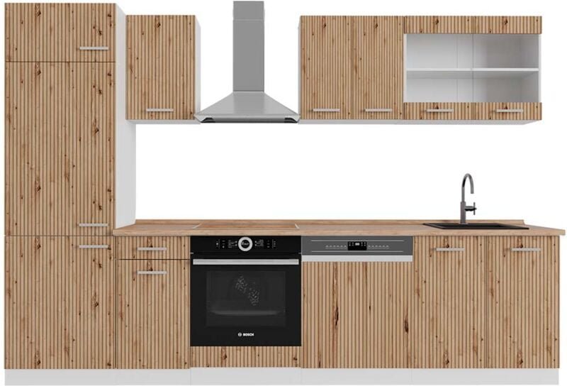 Thumbnail - Vicco - Küchenzeile R-Line, Artisan Eiche/Weiß, 300 cm , ap Eiche