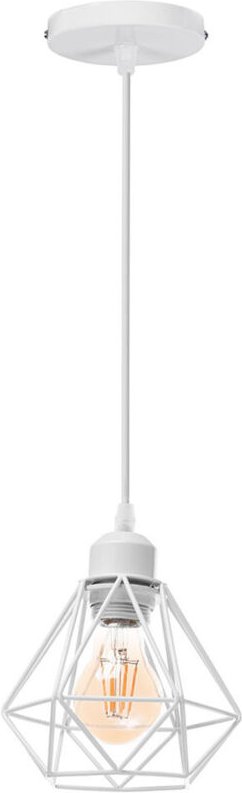 STOEX Industrielle Pendelleuchten, Weiß Hängelampe aus Metall E27 Vintage Hängeleuchte im Diamant Käfig für Küche Wohnzi...