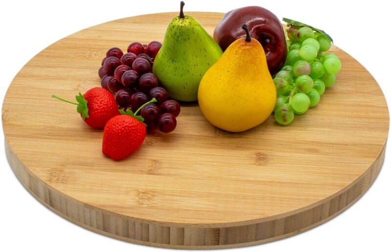 Spetebo - Bambus Schneidebrett rund massiv - 40 cm - Küchenbrett aus fsc Holz lebensmittelecht - Servierbrett Holzbrett ...