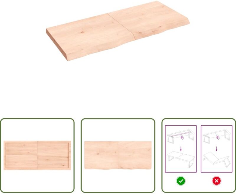 Eichenholz - Tischplatte 140x60x(2-6) cm Massivholz Eiche Unbehandelt