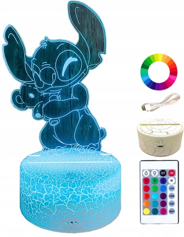 Lilo und Stitch STITCH 16 LED 3D-Nachtlicht für Kinder + Fernbedienung