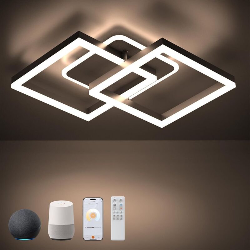 Antenlicht LED Deckenleuchten 40W Wohnzimmerlampe 65cm Deckenlamape mit Alexa Google Assistant Fernbedienung APP Pendell...