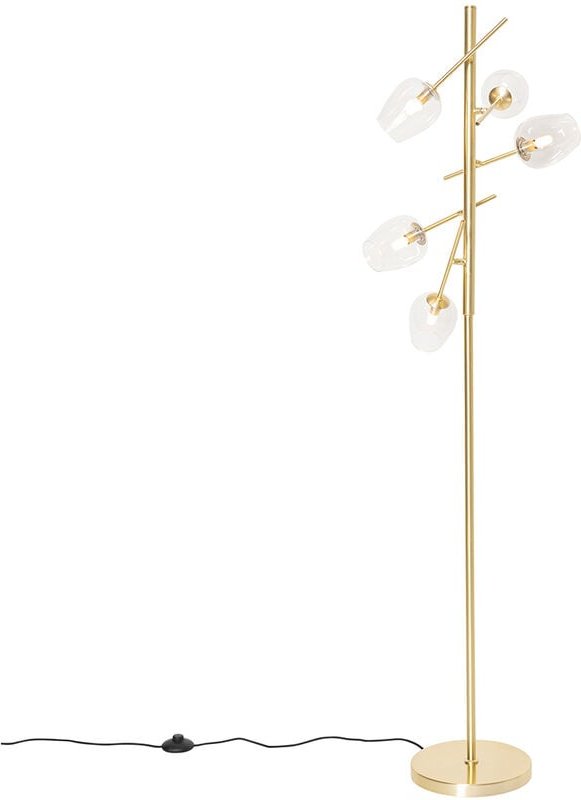 Klassische Stehlampe Gold mit Glas - Elien