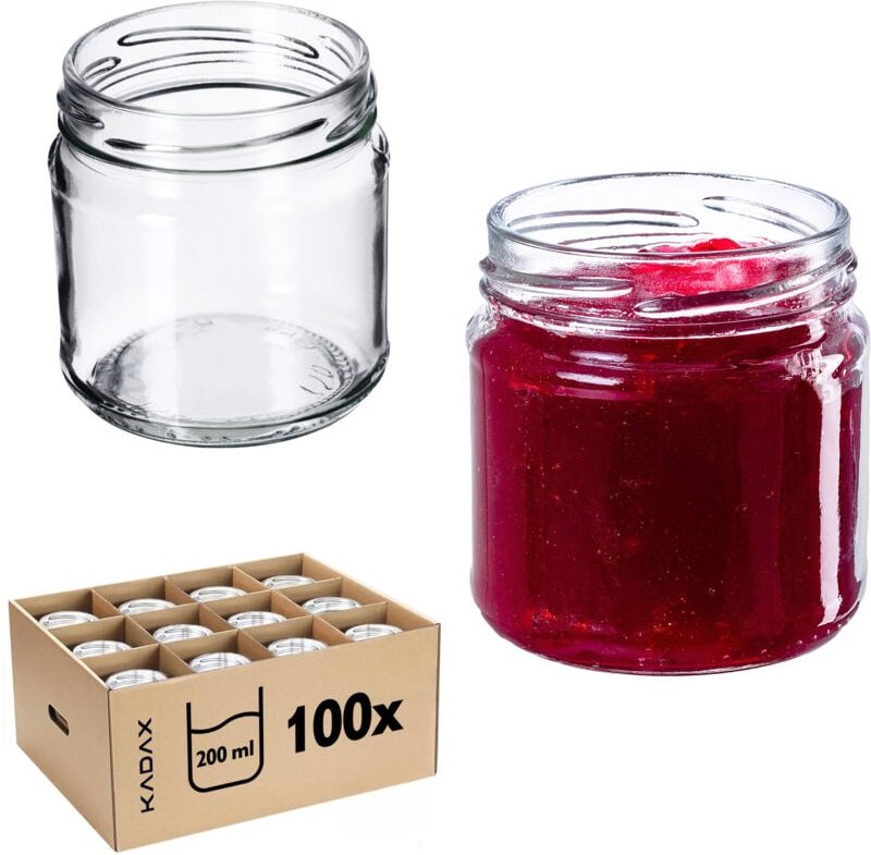 KADAX, 100 Stück, kleine Marmeladengläser, 200 ml, 66 mm Fi, Mini-Luftdichtgläser für Honig und Gewü