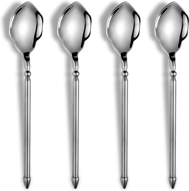 CCYKXA Set aus 4 einzigartigen Suppenlöffeln aus Edelstahl, darunter ein mythischer Poseidon-Suppenlöffel mit langem Gri...