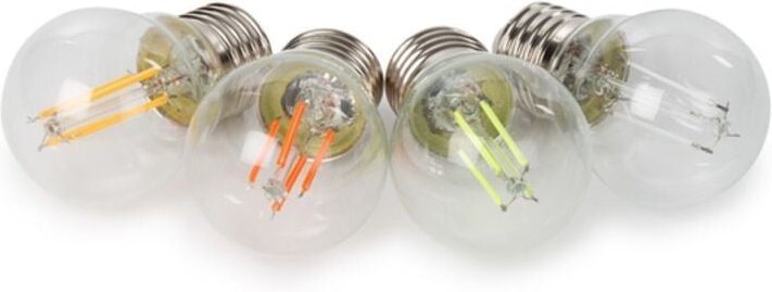 Hq Power - led-filament-lampenset - glühlampenform - G45 - klares glas - 4 St. - rot - grün - blau - orange