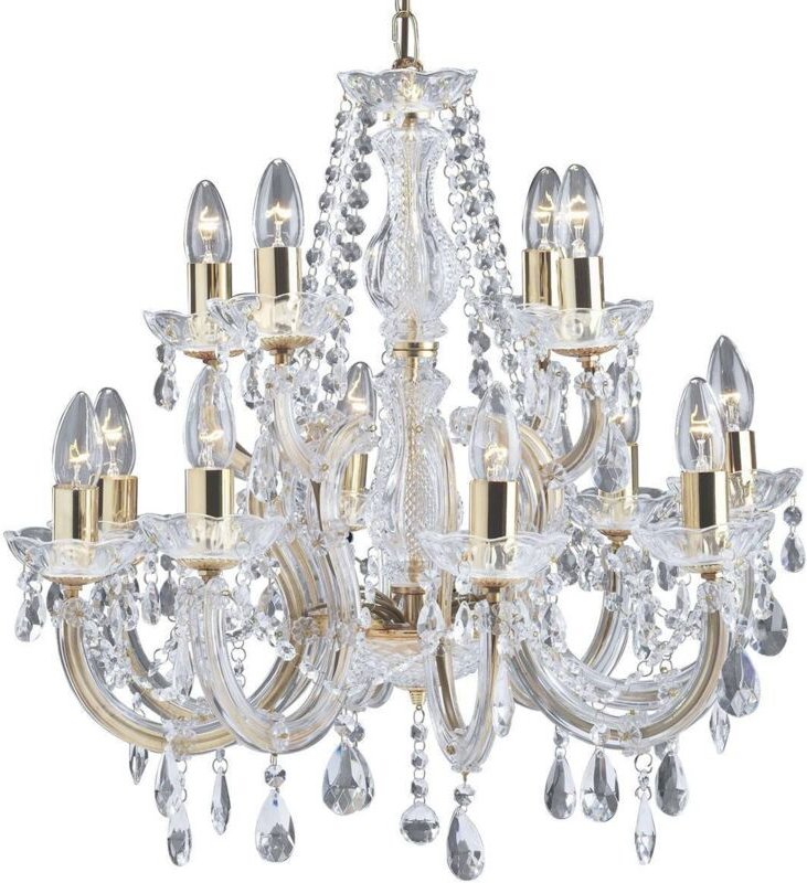 Searchlight - Marie Therese - Kristallleuchter 12 hell poliertes Messing, E14