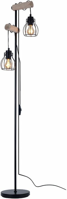 Stehlampe Vintage Holz Stehleuchte Industrial Design Standleuchte Retro, höhenverstellbar, Fernbedienung dimmbar, 2x rgb...