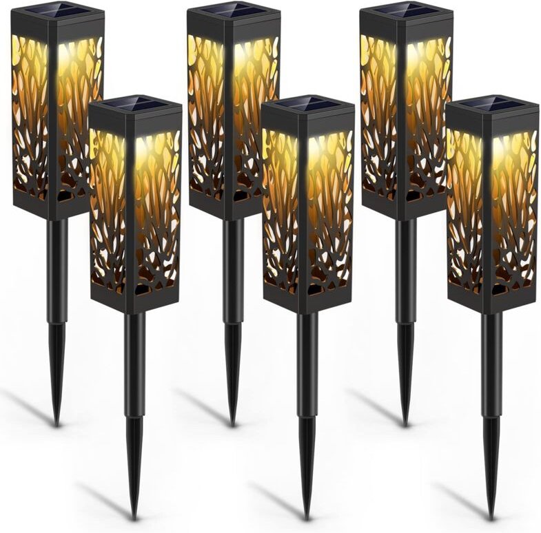 Solarlampe Außen, 6-teiliges Gartenlicht, dekorative IP65 wasserdichte Solarlaterne für Wegterrasse