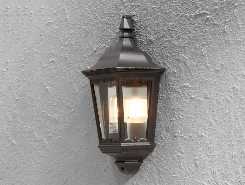 Konstsmide - Schwarze Wandleuchte Halbschale firenze, E27, Aluminium, Höhe 44 cm