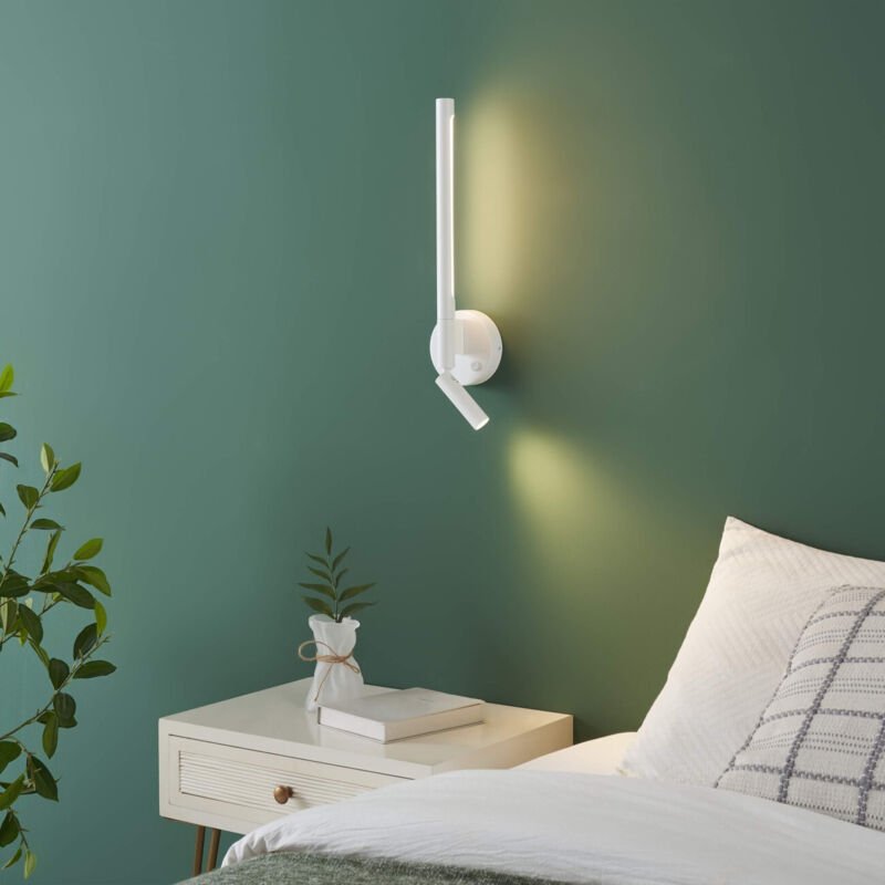 Weiße Wandleuchte mit verstellbarem LED-Leselicht - Noxea