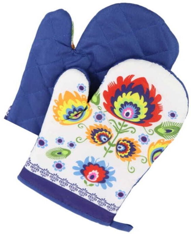 Isolierende blaue Ofenhandschuhe mit Magnet, 2 Stück