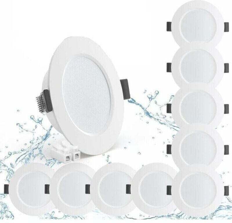 10er-Pack 5W IP44 98mm LED-Einbaustrahler, Neutralweiß 4000K wasserdichte Einbauleuchte 450lm, 25mm extra flacher LED-St...