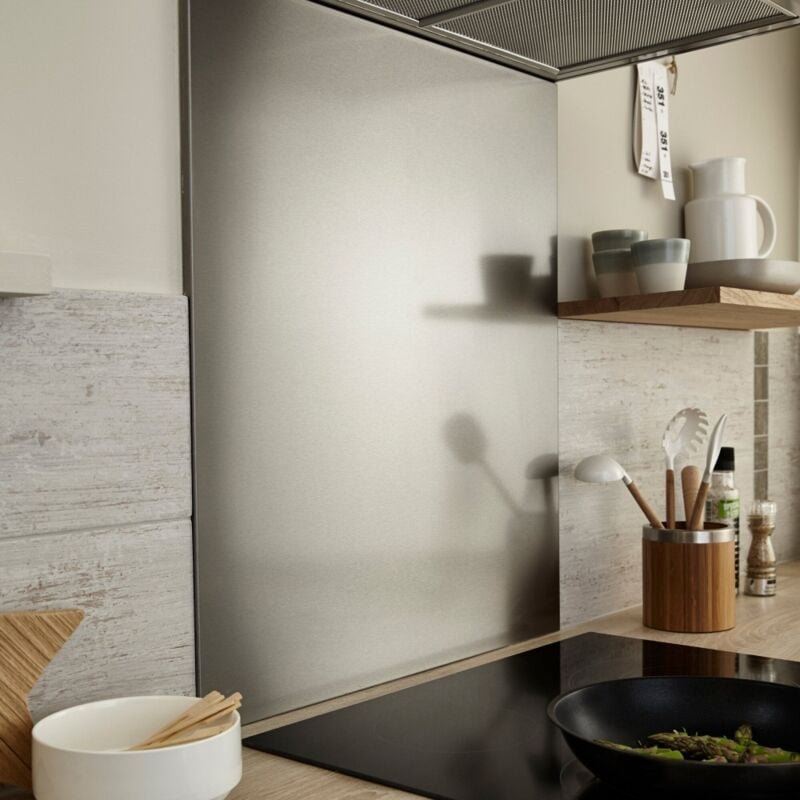 Spritzschutz aus Edelstahl mit Anti-Fingerprint-Beschichtung für Dunstabzugshauben, 60 x 70 cm Sans marque