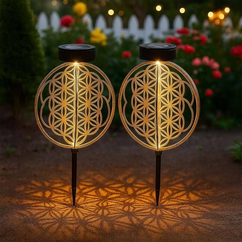 Solar Kugel Antik Gartenlampe Solar orientalisch Solarleuchte Garten silber, Lichteffekt Muster Lebensblume, 1x led warm...