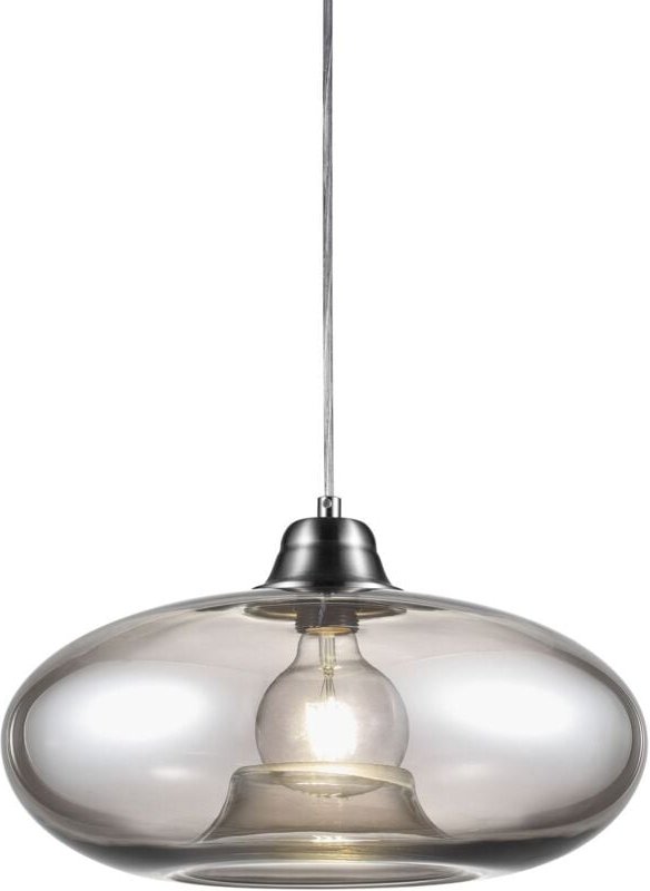 Hängeleuchte Rauchglas Pendelleuchte Retro Esszimmerleuchte hängend rauch, Metall, 1x E27 Fassung, DxH 40x150 cm