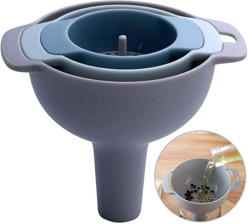 Lebensmitteltrichter, Küchentrichter, Kunststofftrichter, Marmeladentrichter mit Filter, 4-in-1-Trichterset aus lebensmi...