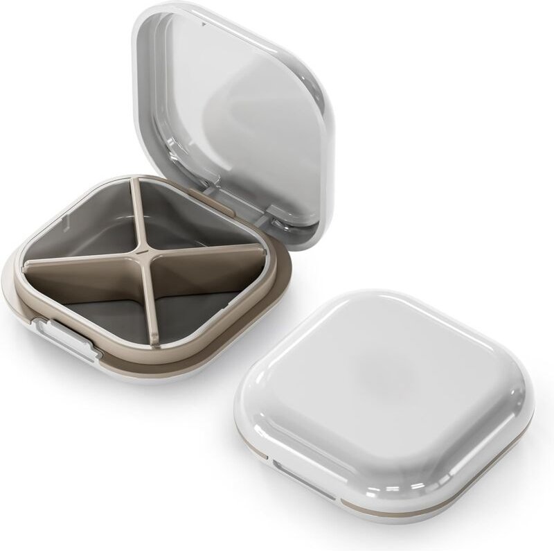 Täglicher Pillen Organizer mit 4 Fächern, Tragbares Reise Pillenetui, Mini Pillenbehälter für die Handtasche, Kompakter ...