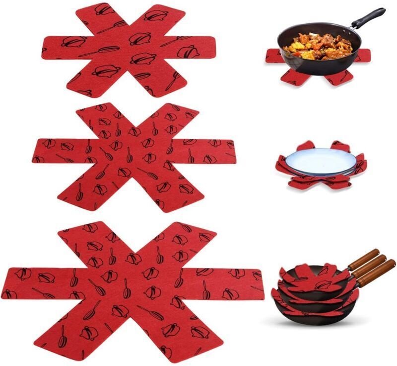 Topf- und Pfannenschoner, 15 Stück hochwertige bedruckte Filzgleiter, trennen und schützen Küchenutensilienoberflächen v...