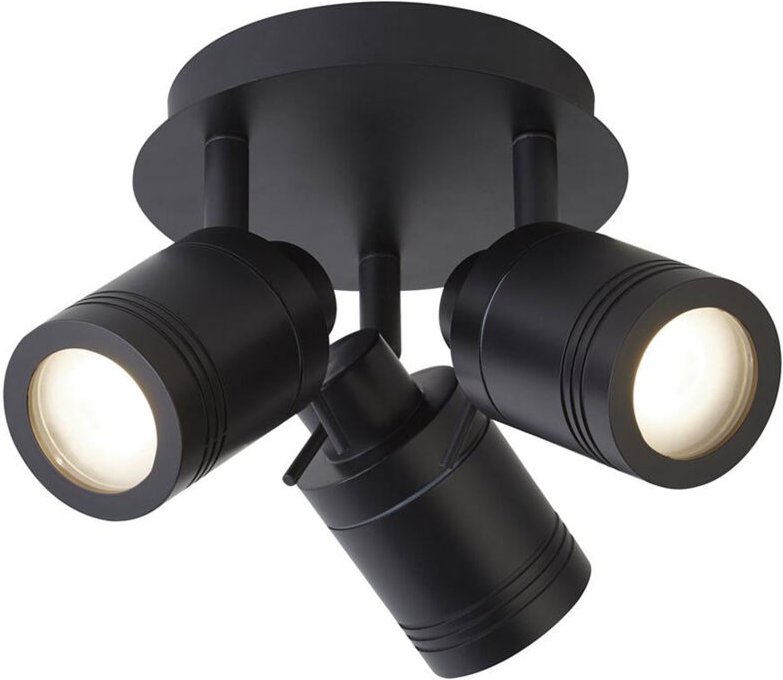 Deckenleuchte Spotrondell Spotlampe 3-Flammig Edelstahl schwarz Spots verstellbar