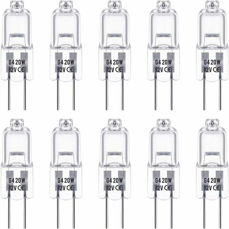 10er Pack G4 Halogenbirnen 12V 20W Pin Halogenbirnen Warmweiß 3000K 350lm Dimmbar G4 Niedervolt Halogenlampe Klar