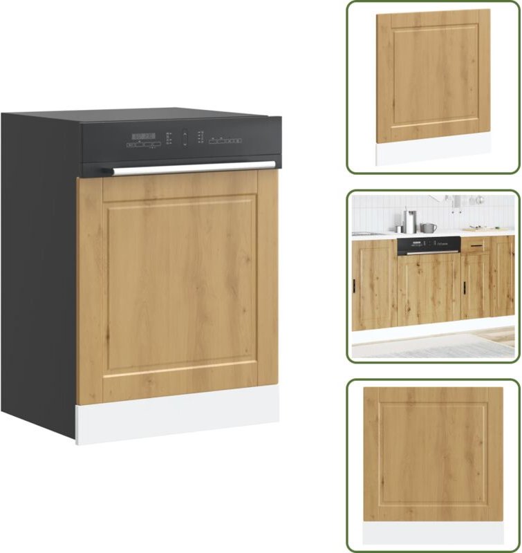 The Living Store Geschirrspülerblende Porto Artisan-Eiche 60x1,5x67 cm - Holzblende