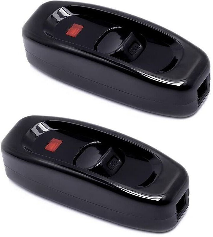 Stück schwarze Zwischenschalter 250V 10A mit LED-Anzeige, geeignet für Nachttischlampen, Tischlampen, Spiegellampen und ...