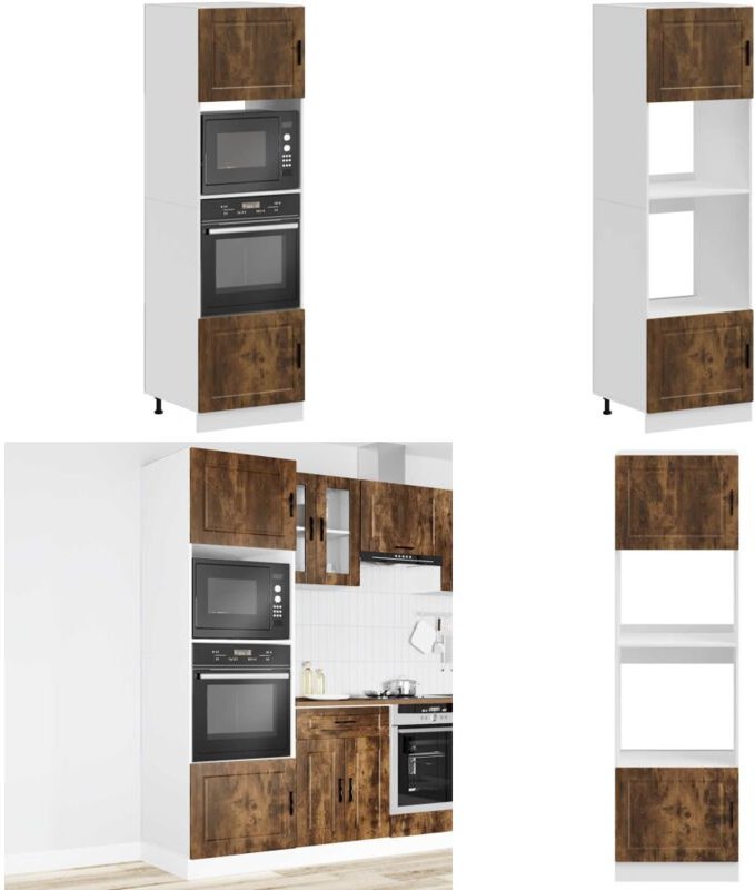 Herdumbauschränke 2 Stk. Porto Räuchereiche Holzwerkstoff - Ofenschrank - Holzwerkstoff