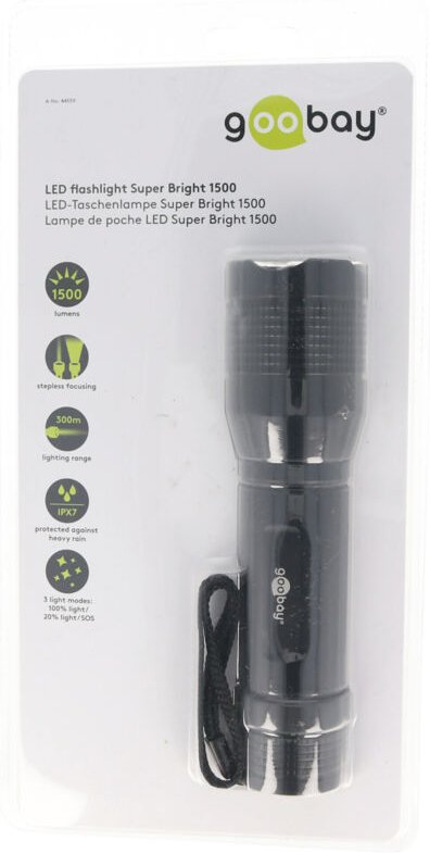 Super-Bright 1500 led Taschenlampe batteriebetrieben 1500 lm 255 g - Goobay
