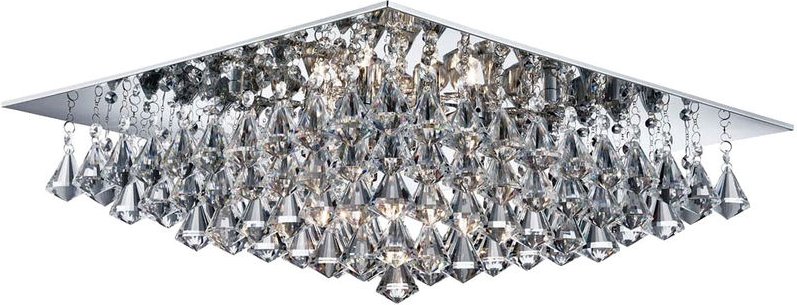 Thumbnail - Searchlight - Design Decken Leuchte Glas Kristall Lampe Tropfen-Form Wohn Zimmer Beleuchtung alu Strahler eckig