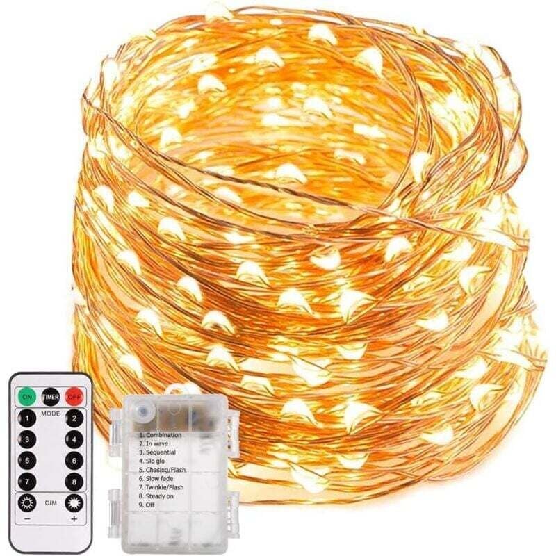 20M 200 led Lichterkette, Kupferdraht Lichterkette Batteriebetrieben mit Fernbedienung für Karneval Geburtstagsfeier Hoc...
