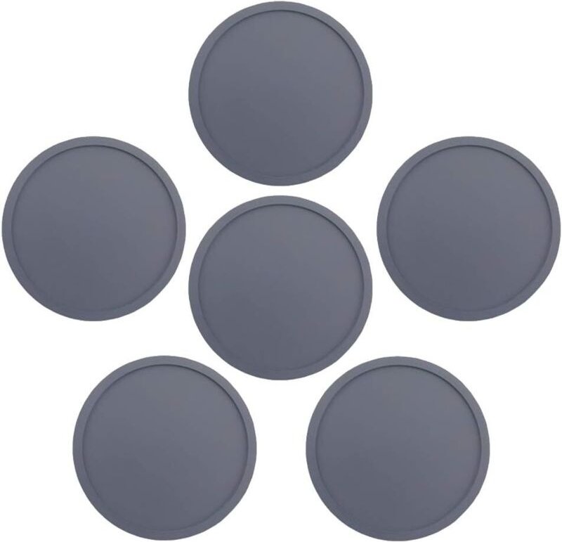 6 Stück Silikon-Untersetzer, rutschfest, waschbar, für Zuhause und draußen, Grau