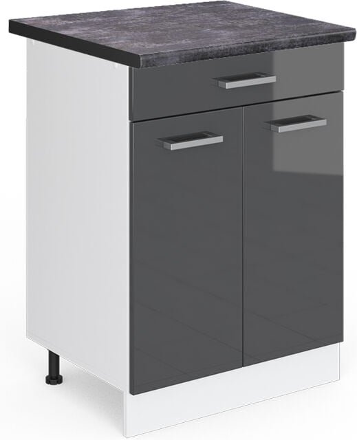 Vicco - Schubladenunterschrank R-Line, Anthrazit Hochglanz, 60 cm mit Schublade, ap Anthrazit