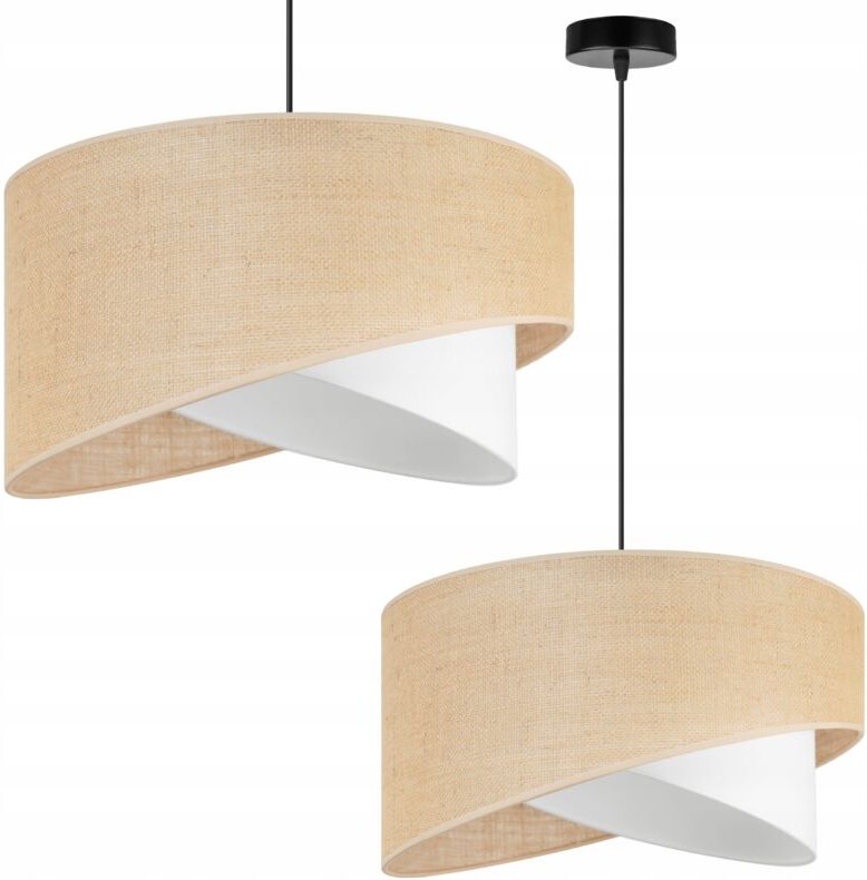 Hängelampe, Deckenleuchter, weißer Jute-Lampenschirm