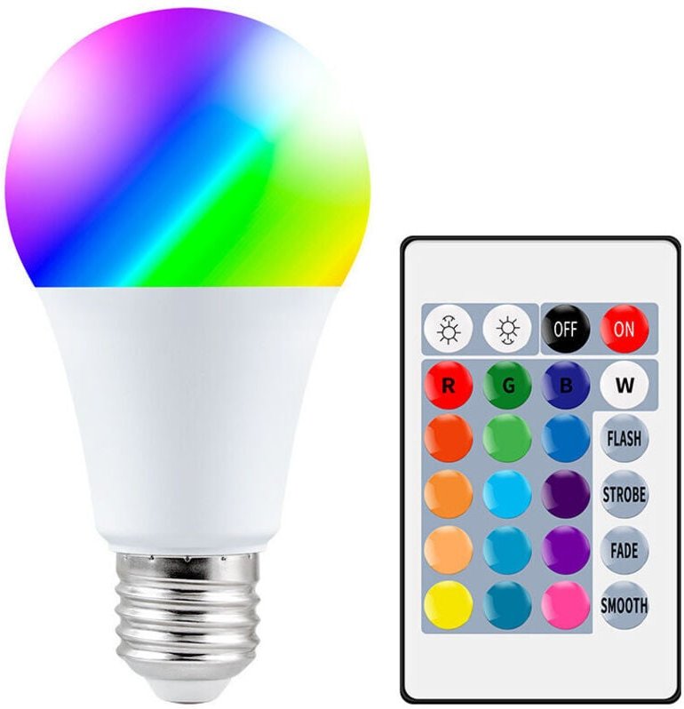 Odipie - Farbige LED-Glühbirnen, 10 w E27 led rgbw Glühbirne mit Fernbedienung, Speicherfunktion und Timer, 12 Farben un...