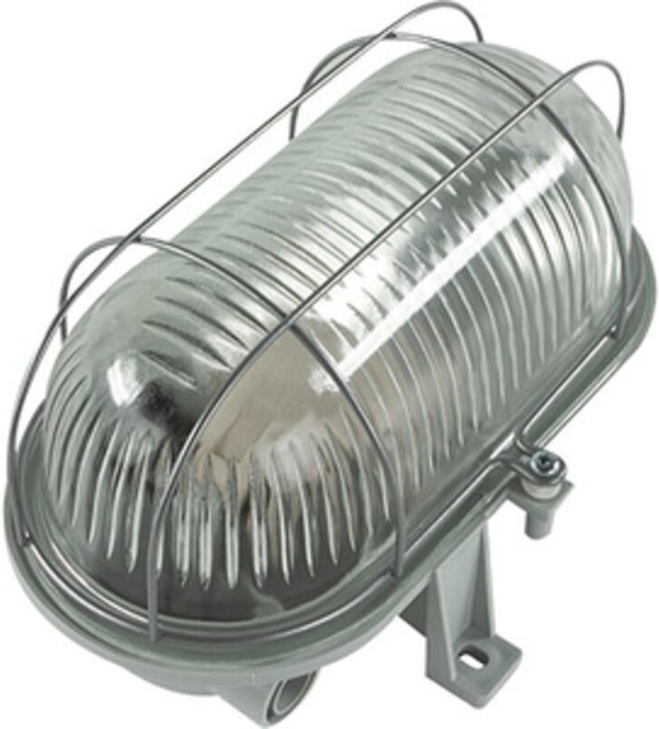 REV - Ovalleuchte Kunstst.LED 7W gr Feuchtraumleuchte led E27 7 w Warmweiß Grau