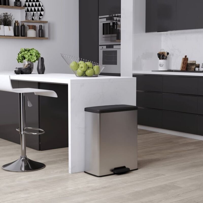 Curver - Deco Bin Mülleimer - 65L- mit Pedal - metallic