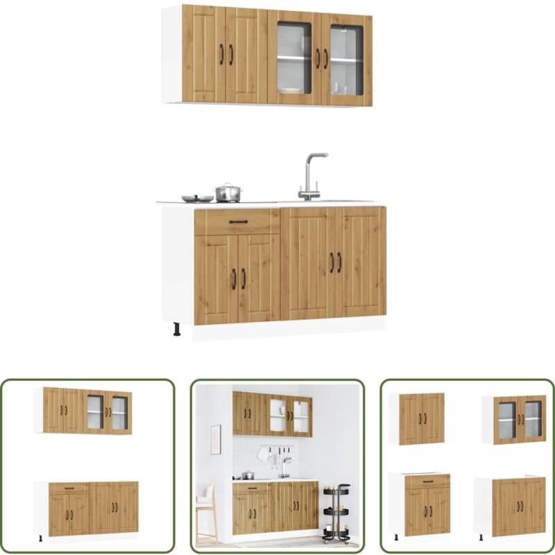 Küchenschränke - 4-tlg. Küchenschrank-Set Kalmar Artisan-Eiche Holzwerkstoff