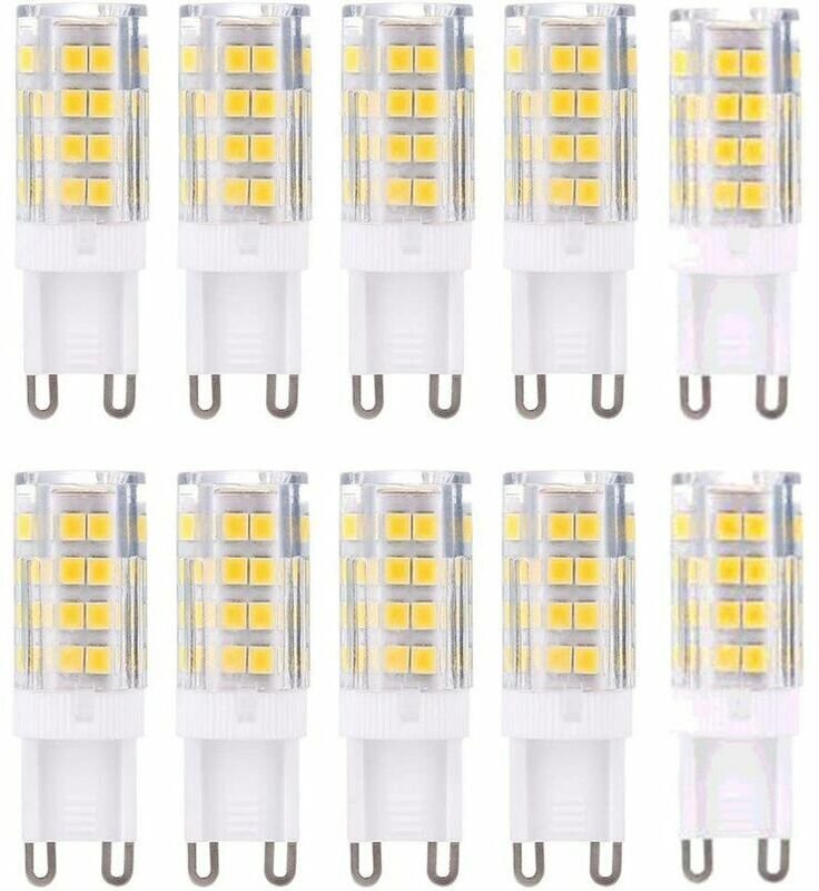 Packung mit 10 G9-LED-Lampen, warmweiß 3000 K, 5 W, entspricht 40 W, 420 Lumen, nicht dimmbare Halogenlampen.