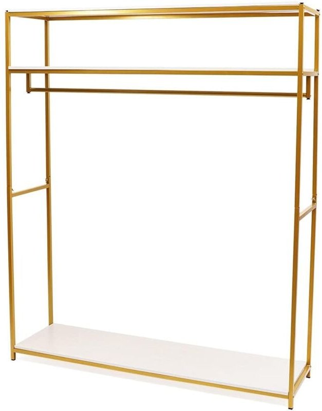 Senderpick - Goldener Kleiderbügel mit Regalen Metallbügel mit Regalen Abnehmbarer Kleiderbügel Freistehender multifunkt...