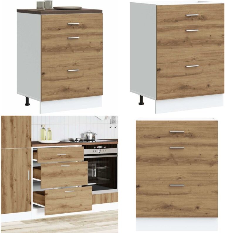 Küchenunterschrank Artisan-Eiche Holzwerkstoff - Vidaxl