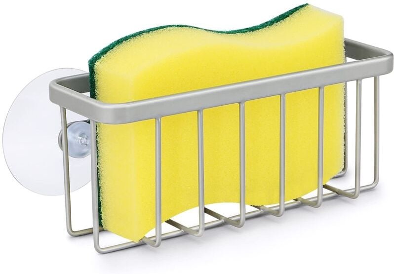 Spülbecken-Schwammhalter, Abtropfgestell, Spülbecken-Schwammhalter mit Saugnapf, Spülmittelhalter (schwarz)